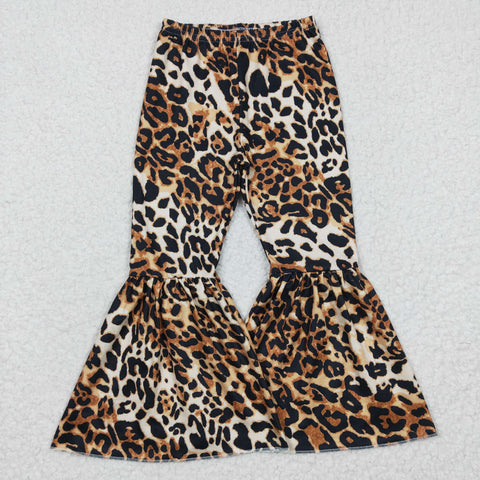 P0042 Girl's Leopard Flared Bell Bottom Pants