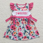 GSD0263 Embroidery I love MOMMY Flower Hot Pink Girl's Dress