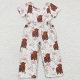 SR0227 Cow Flower Girl's Jumpsuit