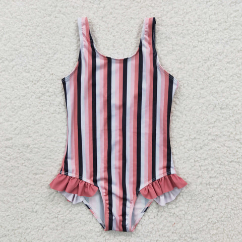 S0049 Stripe Fashion Girl's Swimsuit Onesie
