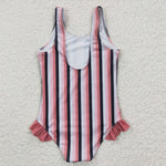 S0049 Stripe Fashion Girl's Swimsuit Onesie