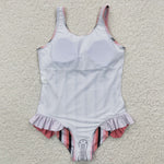 S0049 Stripe Fashion Girl's Swimsuit Onesie