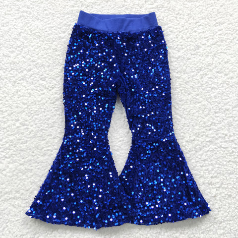 P0077 Boutique Shiny Blue Sequin Pants