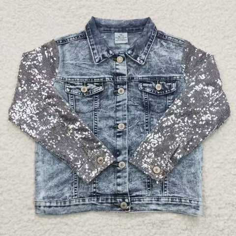 GT0148 Fashion Sequins Denim Blue Jacket