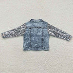 GT0148 Fashion Sequins Denim Blue Jacket