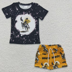 BSSO0197 Howdy Horse Riding Yellow Boy's Shorts Set