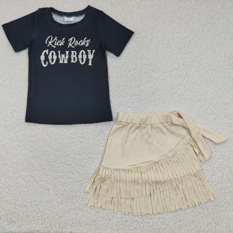 GSD0304 Kick Rocks Cowboy Tassel Skirt Girl's Set