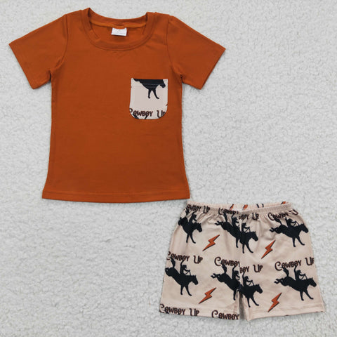 BSSO0162 Cowboy Up Boy's Shorts Set