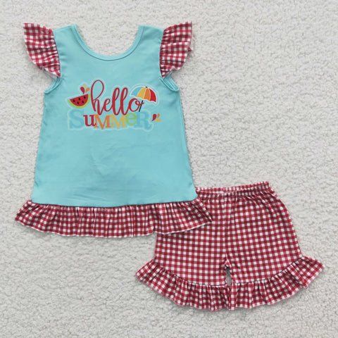 SALE GSSO0134 Hello Summer Watermelon Girl's Shorts Set