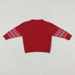 BT0218 Western Skull Bull Red Knit Sweater