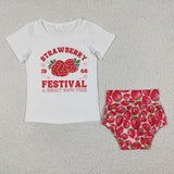 GBO0097 Strawberry Festival Red Baby Girl's Bummie Set