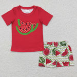 BSSO0175 Summer Watermelon Red Boy's Shorts Set