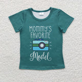 GT0162 Mommy's Favorite Model Green Short Sleeves Girl's Shirt