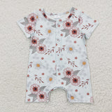 SR0247 Floral Flower Buttons Baby Boy's Romper