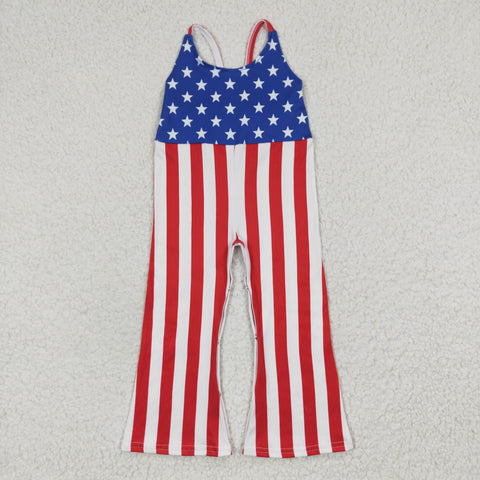 SR0256 National day Flag Star Stripe Girl's Jumpsuit