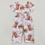 SR0225 Boots Hat Purple Flower Girl's Jumpsuit