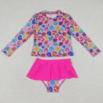 S0062 Leopard Hot Pink Cute Girl's Swimsuit