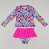S0062 Leopard Hot Pink Cute Girl's Swimsuit