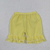 SS0065 Seersucker Yellow Plaid Girl's Shorts