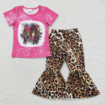 GSPO0590 Horse Leopard Western Flower Girl's Set