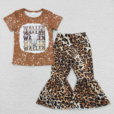 GSPO0592 Wallen Leopard Western Girl's Set