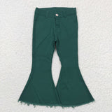 P0073 New Fashion Green Denim Flared Girl's Pants