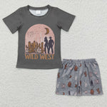 BSSO0187 Wild West Army Green Boy's Shorts Set