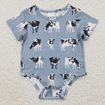 SR0297 Cow Cattle Farm Baby Boy's Romper