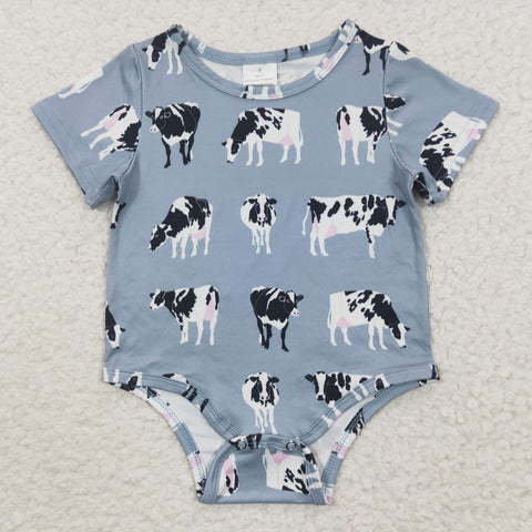 SR0297 Cow Cattle Farm Baby Boy's Romper