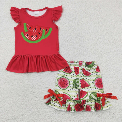 SALE GSSO0191 Summer Watermelon Red Girl's Shorts Set