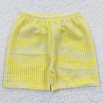 SS0077 Seersucker Yellow Plaid Boy's Shorts