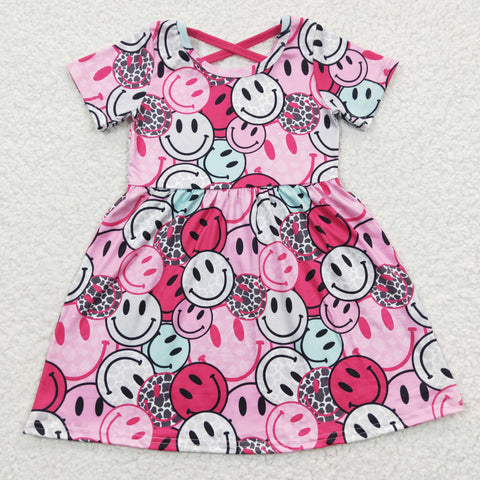 GSD0312 Smiley face Pink Girl's Dress