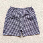 SS0075 Seersucker Dark Blue Plaid Boy's Shorts