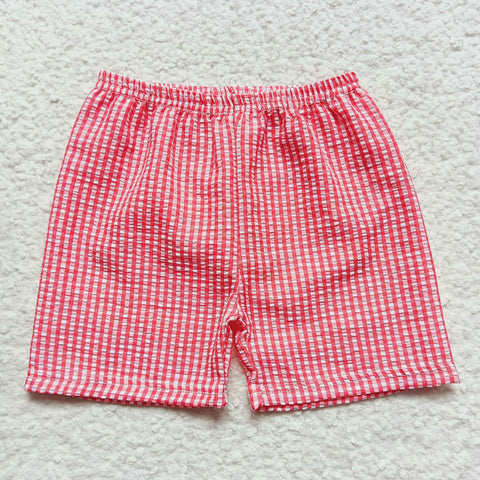 SS0076 Seersucker Red Plaid Boy's Shorts