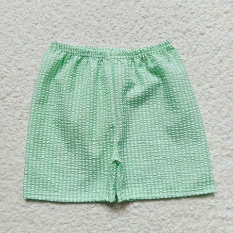 SS0078 Seersucker Green Plaid Boy's Shorts