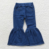 P0071 New Fashion Blue Jeans Denim Flared Girl's Pants