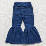 P0071 New Fashion Blue Jeans Denim Flared Girl's Pants