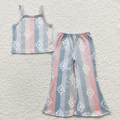 GSPO0528 Summer Fashion Stripe Crop Girl's Set