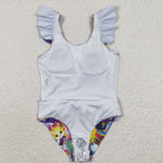 S0041 Cartoon Colorful Tiger Purple Girl's Swimsuit