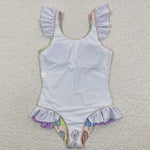 S0079 Summer Summer popsicle Purple Cute Girl's Swimsuit