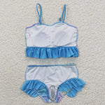 S0061 Summer Love Sky Blue Cute Girl's Swimsuit