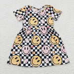 GSD0336 Smiley face Plaid Girl's Dress