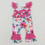 SR0251 Embroidery I love MOMMY Flower Hot Pink Baby Cute Girl's Romper