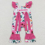 SR0251 Embroidery I love MOMMY Flower Hot Pink Baby Cute Girl's Romper