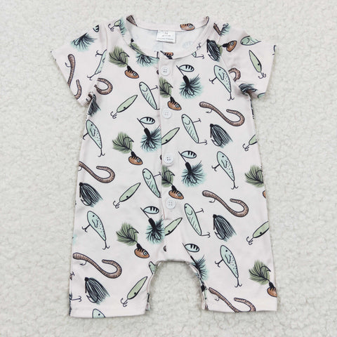 SR0259 Fishing Hook Buttons Baby Boy's Romper