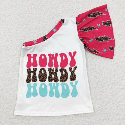 GT0165 HOWDY one shoulder Short Sleeves Girl's Shirt top