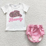 GBO0152 HOWDY Light Pink Leather 2 pcs Girl's Bummie Set