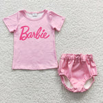 GBO0150 New Birbie Light Pink Leather 2 pcs Girl's Bummie Set