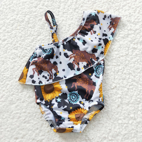 S0045 Summer Fashion Cow Girl's Swimsuit Onesie