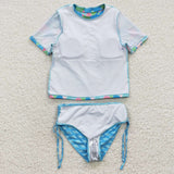 S0114 Summer Geometry Blue Girl's Swimsuit